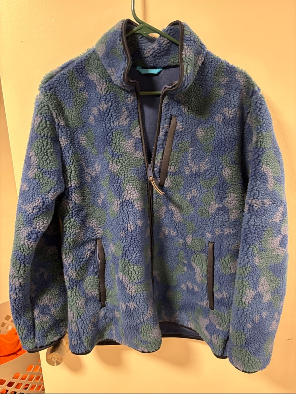 Blue & Green Sherpa Fleece Zip Jacket